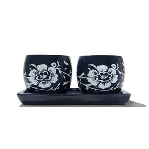 Summer & Rose | Navy & White Floral Planter Set | NIB